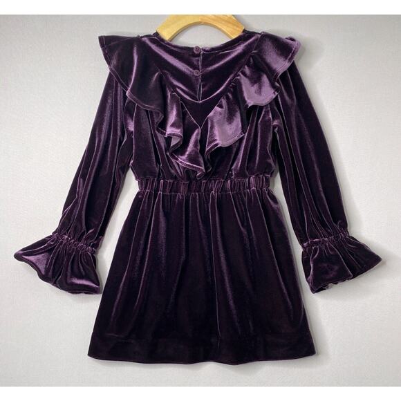 Nueces Plum Purple Velvet Ruffle Party Dress Girls 4 Yrs - Picture 3 of 5
